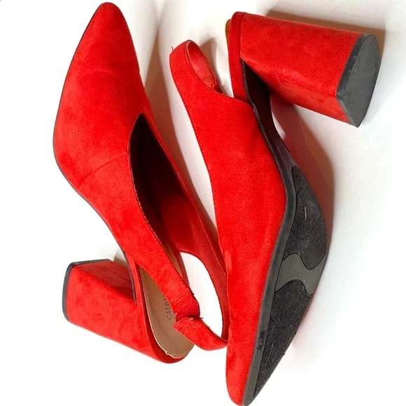 Women Christian Siriano Vibrant Dark Orange shoes Textile TopSolid Heel US8 EU39 - Picture 2 of 12